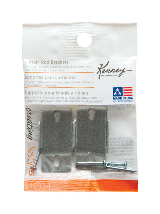 Kenney Chrome Silver Double Curtain Rod Bracket 4.5 in. L