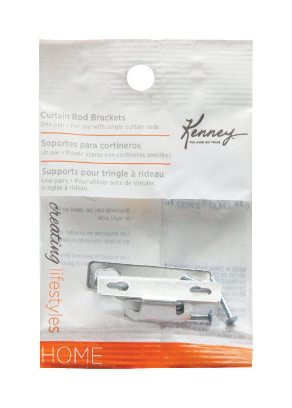 Kenney Chrome Silver Curtain Rod Bracket 4 in. L