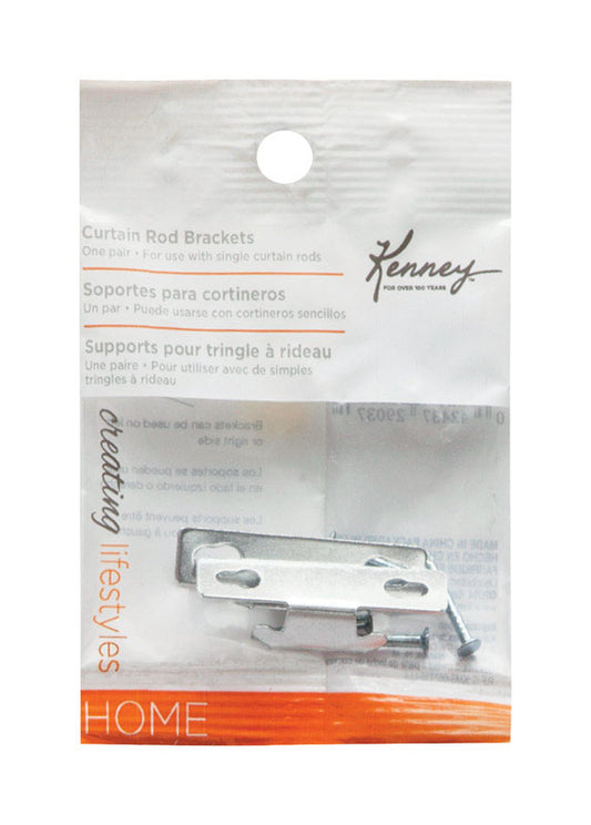Kenney Chrome Silver Curtain Rod Bracket 4 in. L