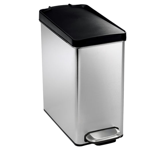 Simplehuman 10 L Silver Plastic/Stainless Steel Step-on Wastebasket