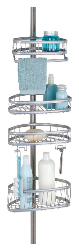 iDesign 23 in. H X 11 in. W X 7 in. L Satin Silver Tension Shower Caddy
