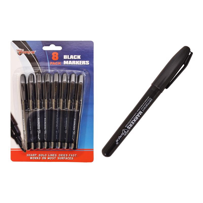Diamond Visions Max Force Black Felt Tip Permanent Marker 8 pk