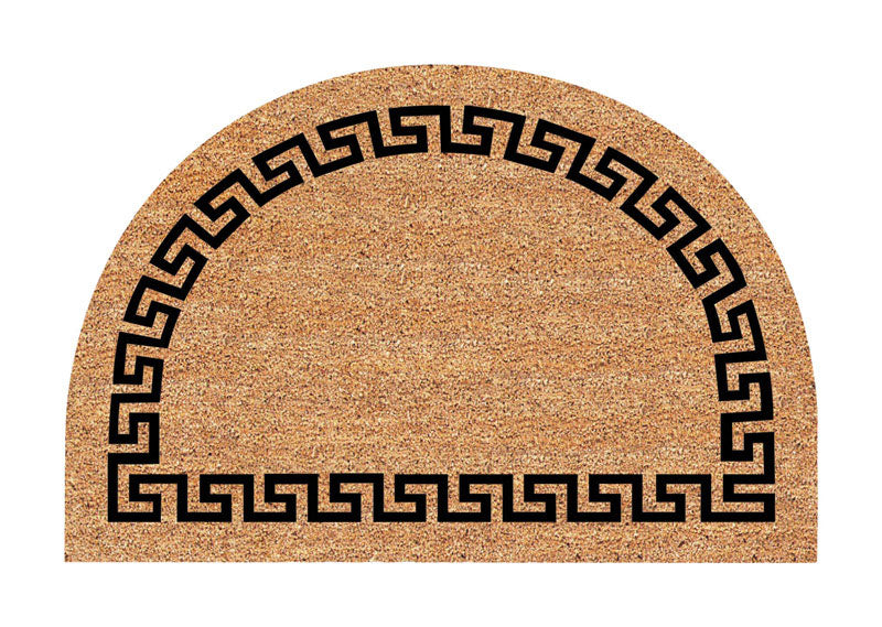 DeCoir 36 in. W X 24 in. L Tan/Black Half-Round Greek Key Coir Door Mat