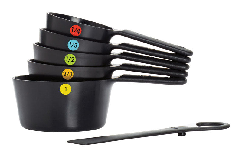 OXO Good Grips 1/4, 1/3, 1/2, 2/3, 1 cups Plastic Black Measuring Cup