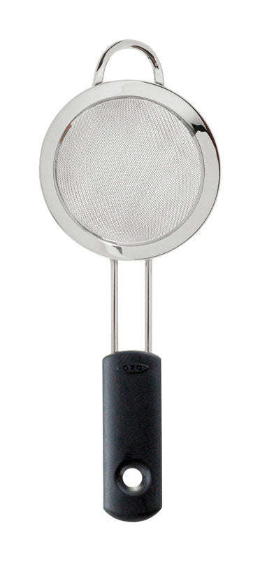 OXO Good Grips Silver/Black Stainless Steel Strainer