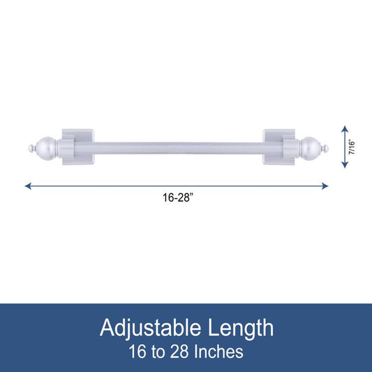 Kenney Satin Silver Silver Magnet Cafe Rod 16 in. L X 28 in. L