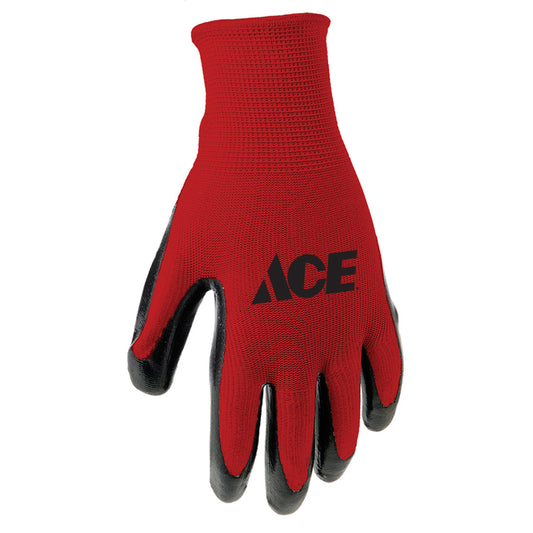 Ace Men's Indoor/Outdoor Coated Work Gloves Black/Gray M 1 pair