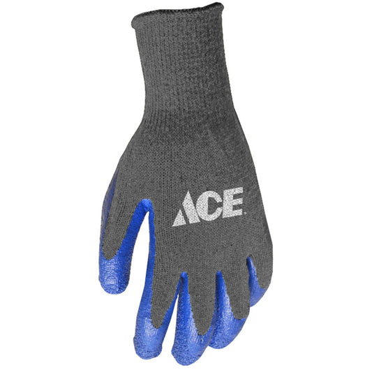 Ace Men's Indoor/Outdoor Coated Work Gloves Black/Gray M 1 pair