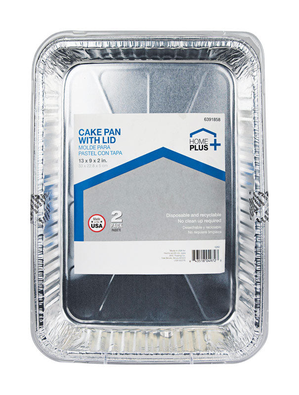 Home Plus Durable Foil 9 in. W X 13 in. L Cake Pan Silver 2 pk