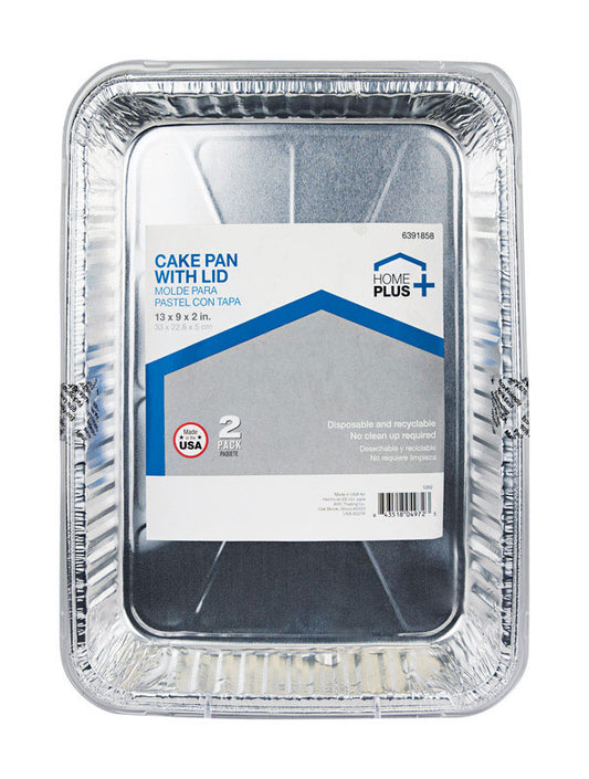 Home Plus Durable Foil 9 in. W X 13 in. L Cake Pan Silver 2 pk