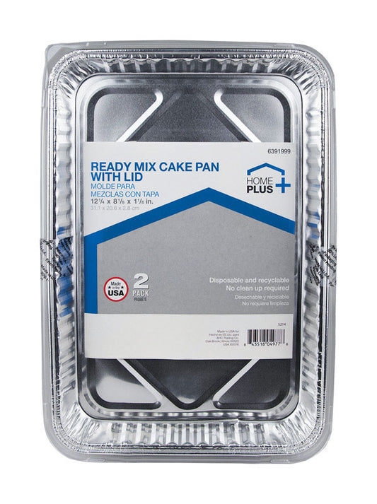 Home Plus Durable Foil 8-1/8 in. W X 12-1/4 in. L Cake Pan Silver 2 pk