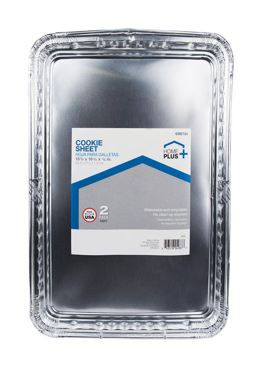 Home Plus Durable Foil 10-3/4 in. W X 15-1/2 in. L Cookie Sheet Silver 2 pk