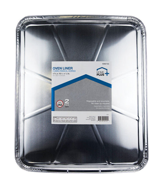 Home Plus Durable Foil 15-1/4 in. W X 17-3/4 in. L Oven Liner Silver 2 pk