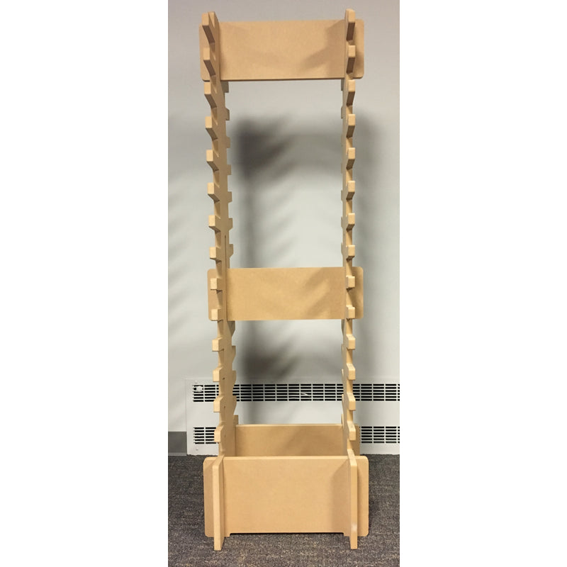 4 in. H X 19 in. W X 69 in. D Brown Wood 2 Sided Display Rack