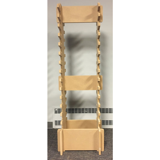4 in. H X 19 in. W X 69 in. D Brown Wood 2 Sided Display Rack