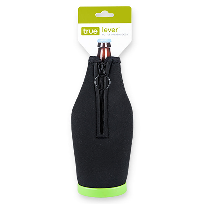 True Lever Black Plastic Manual Bottle Opener/Koozie