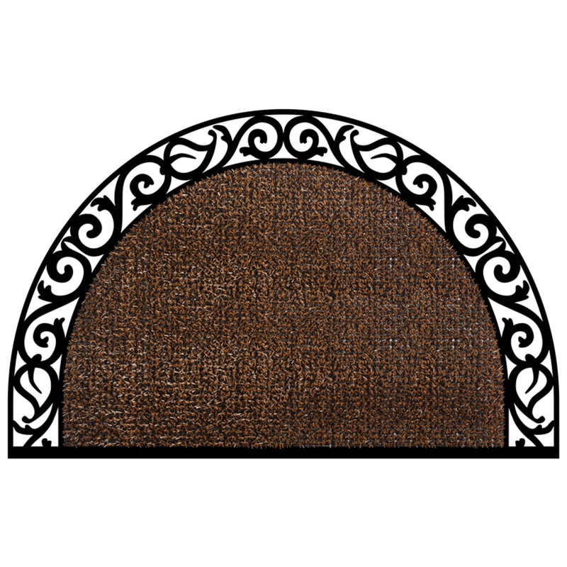 GrassWorx Wrought Iron 24 in. W X 36 in. L Brown Halfmoon Astroturf Door Mat