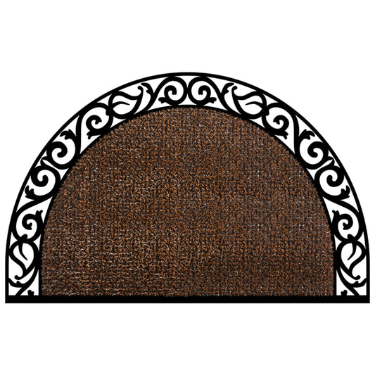 GrassWorx Wrought Iron 24 in. W X 36 in. L Brown Halfmoon Astroturf Door Mat