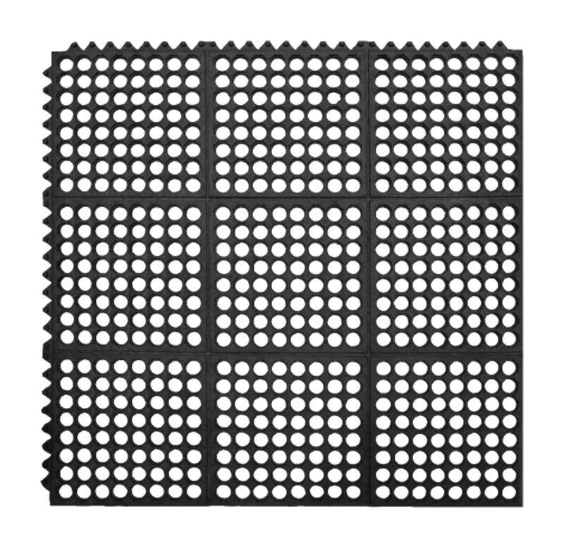 Multy Home 3 ft. W X 3 ft. L Black Flow-Through Polyester/Vinyl Anti-Fatigue Mat