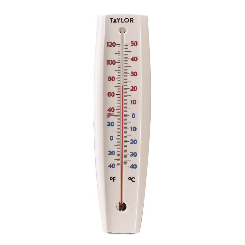 Taylor Jumbo Size Tube Thermometer Plastic White 14.75 in.