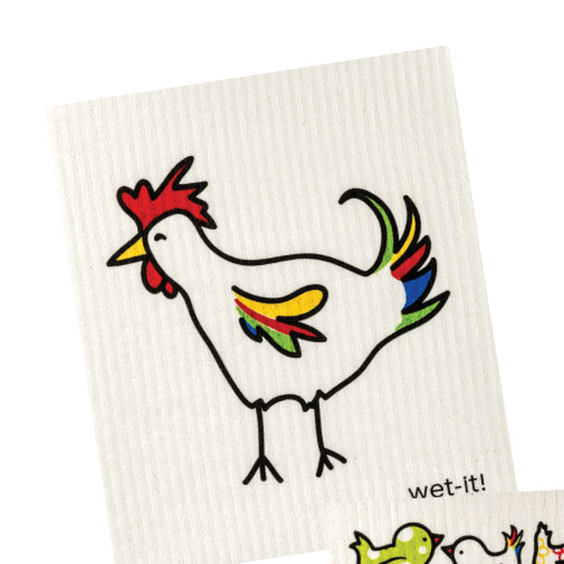 wet-it! Multicolored Cotton Rooster Dish Cloth 1 pk