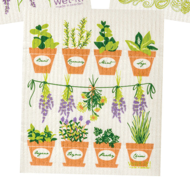 wet-it! Multicolored Cotton Fresh Herbs Dish Cloth 1 pk