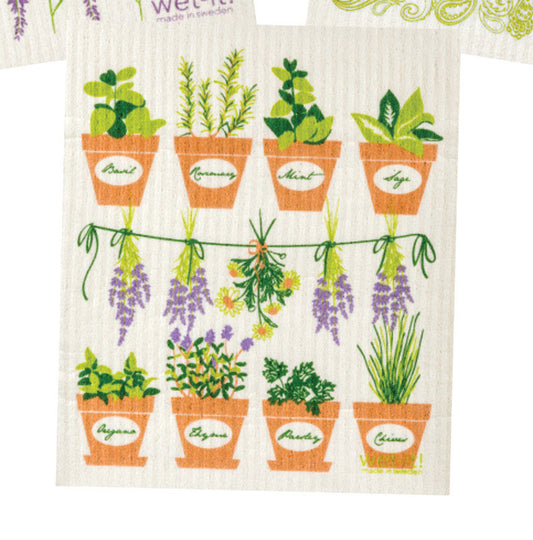 wet-it! Multicolored Cotton Fresh Herbs Dish Cloth 1 pk