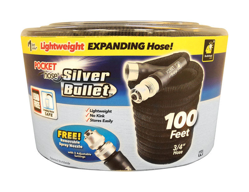 Pocket Hose Silver Bullet 3/4 in. D X 100 ft. L Light Duty Expandable Lightweight Garden Hose