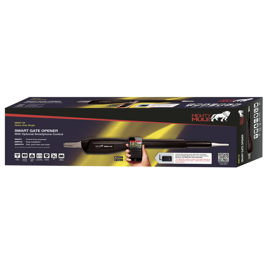 Mighty Mule MM571W HD Single Arm Gate OpenerGate Openers 12 V AC/Battery Powered Automatic Gate Open
