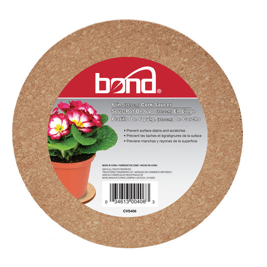 Bond 6 in. W X 6 in. D Cork Plant Saucer Brown