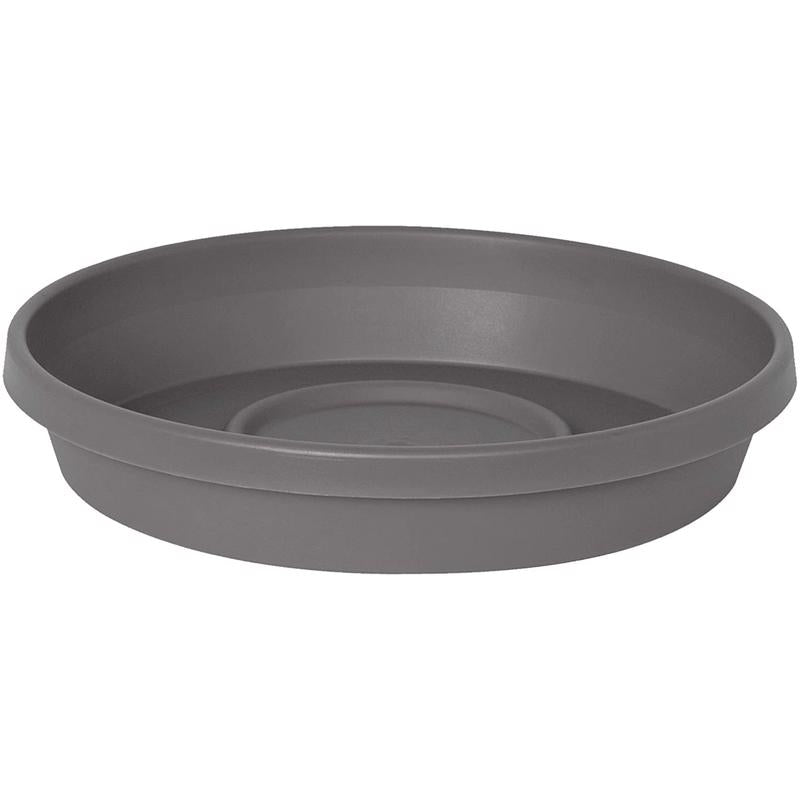 Bloem Terra 24 in. D Plastic Traditional Plant Saucer Charcoal