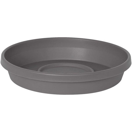 Bloem Terra 24 in. D Plastic Traditional Plant Saucer Charcoal