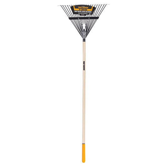 True Temper 64.5 in. 22 Tine Steel Leaf Rake Wood Handle