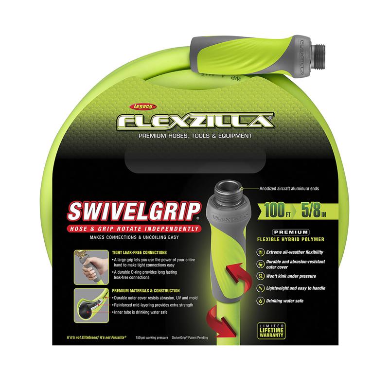 Legacy Flexzilla SwivelGrip 5/8 in. D X 100 ft. L Medium Duty Premium Grade Garden Hose