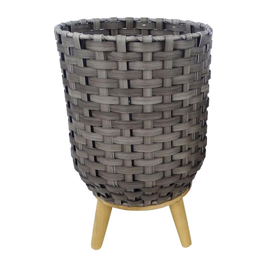 Alpine 15 in. H X 12 in. W X 12 in. D Plastic Wicker Plant Basket Gray
