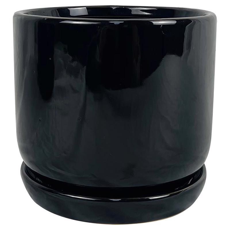 Border Concepts 6 in. D Ceramic Cover Pot Black