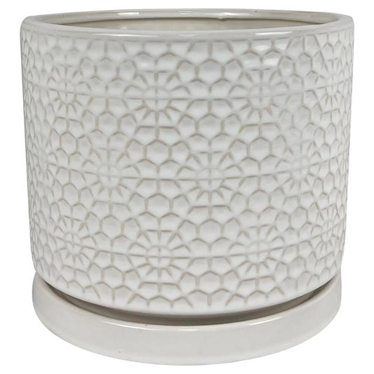 Border Concepts 10 in. D Ceramic Amelia Planter White