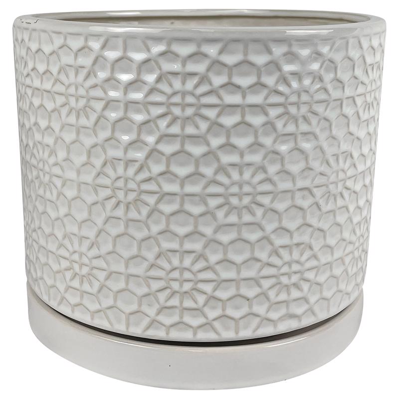 Border Concepts 12 in. D Ceramic Amelia Planter White