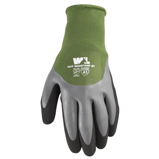 Wells Lamont Men's Indoor/Outdoor Latex Coated Grip Gloves Gray/Green M 1 pair
