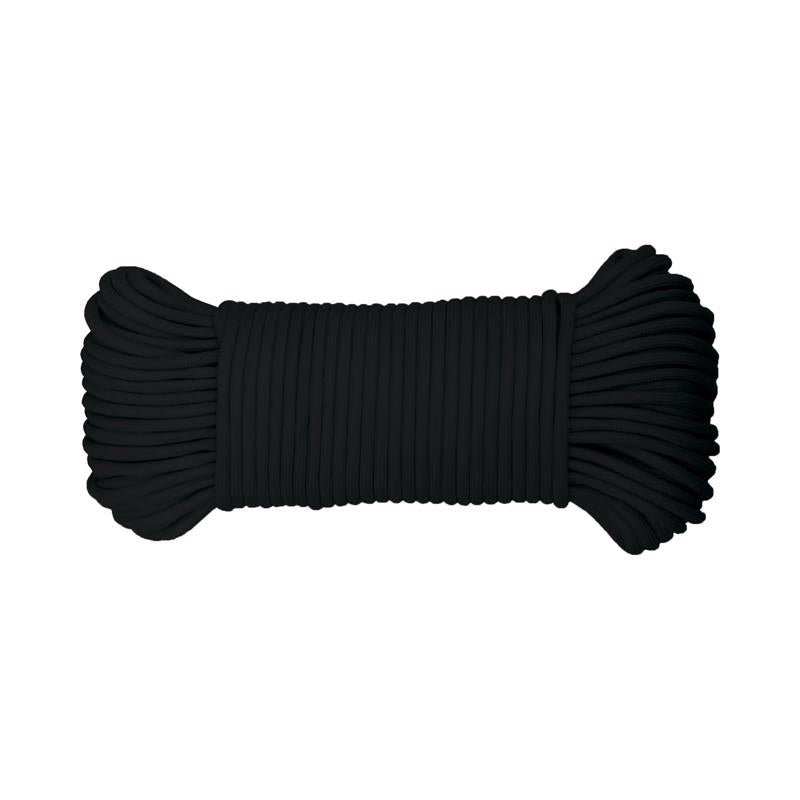 Ace 5/32 in. D X 100 ft. L Black Braided Polyester Paracord