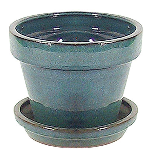 Border Concepts 5.5 in. H X 7.25 in. D Ceramic Planter Tropical Blue