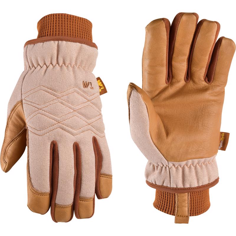 Wells Lamont HydraHyde Women's Indoor/Outdoor Canvas Work Gloves Brown L 1 pair