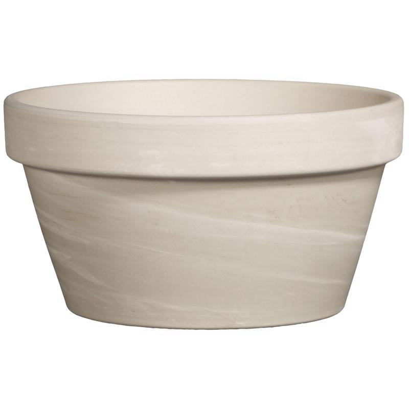 Border Concepts 5.12 in. H X 10.66 in. W X 10.75 in. D Clay Low Bowl Planter Granite