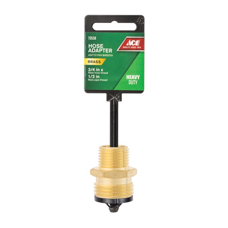 Ace 3/4 in. MHT x 1/2 in. MPT in. Brass Threaded Double Male Hose Adapter