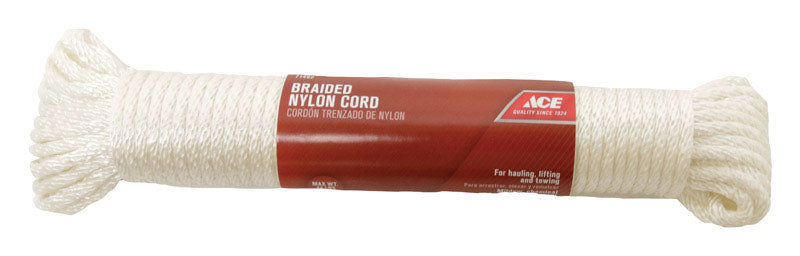 Ace 3/16 in. D X 50 ft. L White Solid Braided Nylon Rope