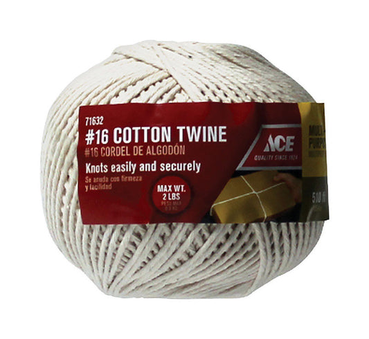 Ace #16 in. D X 510 ft. L White Wrapping Cotton Twine