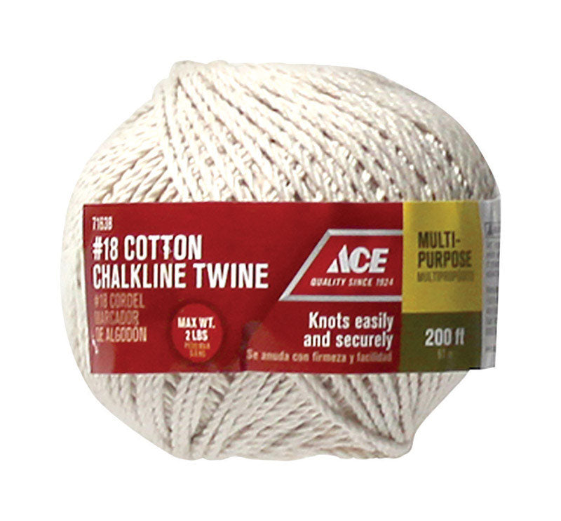Ace 18 in. D X 200 ft. L White Twisted Cotton Twine