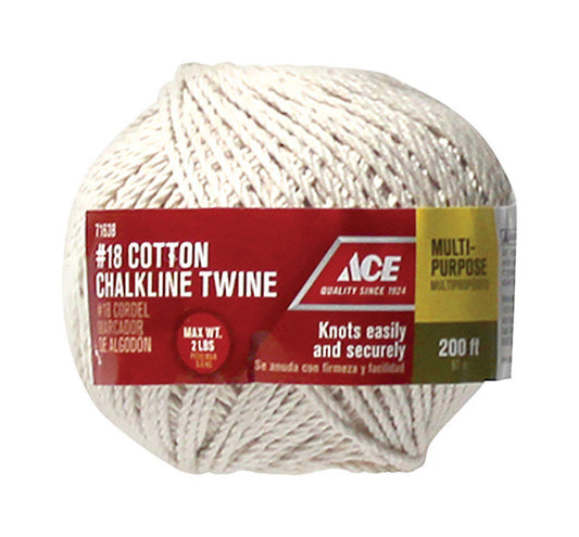 Ace 18 in. D X 200 ft. L White Twisted Cotton Twine