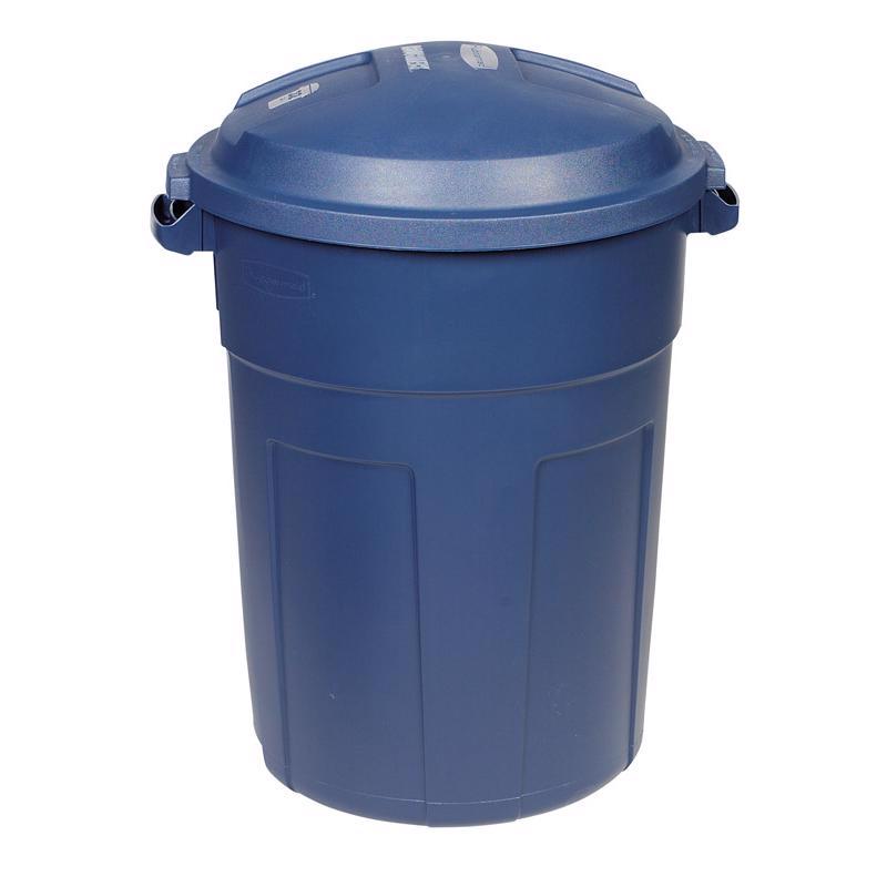 Rubbermaid Roughneck 32 gal Blue Plastic Garbage Can Lid Included
