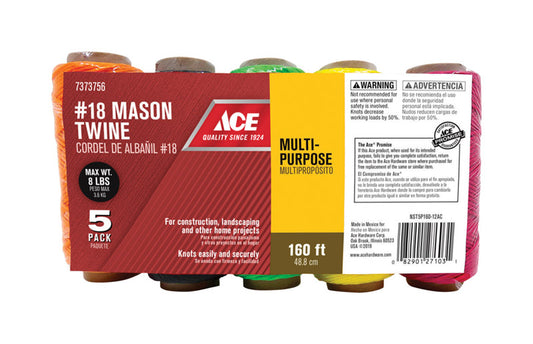 Ace 18 # X 160 ft. L Assorted Twisted Nylon Twine